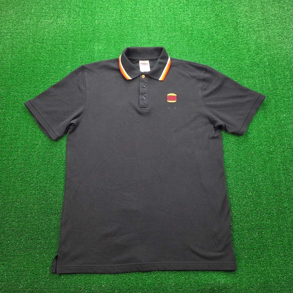 Burger King Employee Polo Shirt Unisex Medium Black Short Sleeve Uniform Work